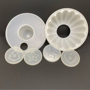 Tupperware Vintage Par-T-Jel Jello Mold W/4 designs White Ice Mold Punch MCM